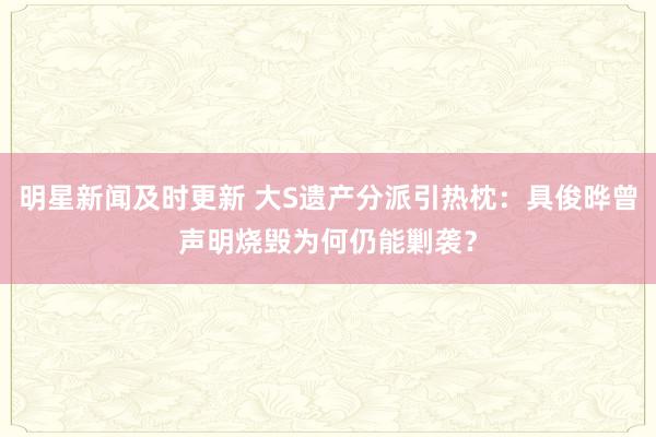 明星新闻及时更新 大S遗产分派引热枕：具俊晔曾声明烧毁为何仍能剿袭？