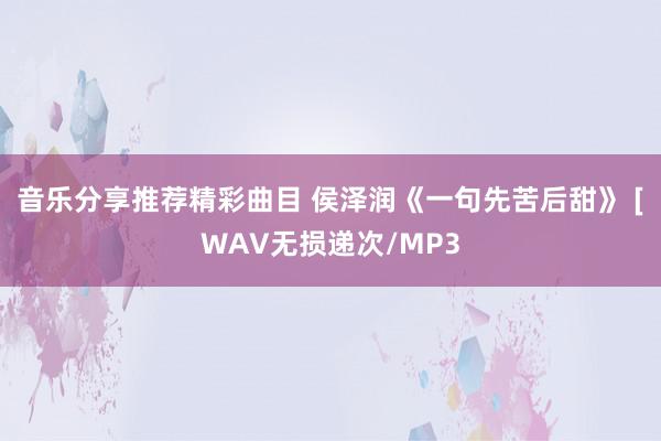 音乐分享推荐精彩曲目 侯泽润《一句先苦后甜》 [WAV无损递次/MP3